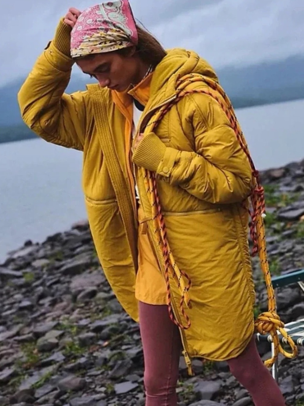 Free People Survival Mode Puffer Jacket in Desert Grass Yellow Size Small